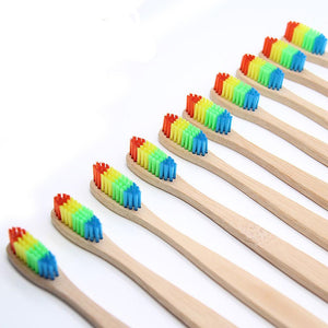 Colorful Rainbow Head Wooden Oral Care Brush - ValasMall