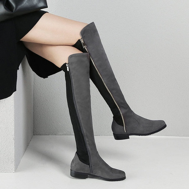 W-leather long winter boots - ValasMall